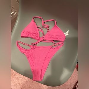 Aerie pink triangle top bathing suit, worn once, very good condition